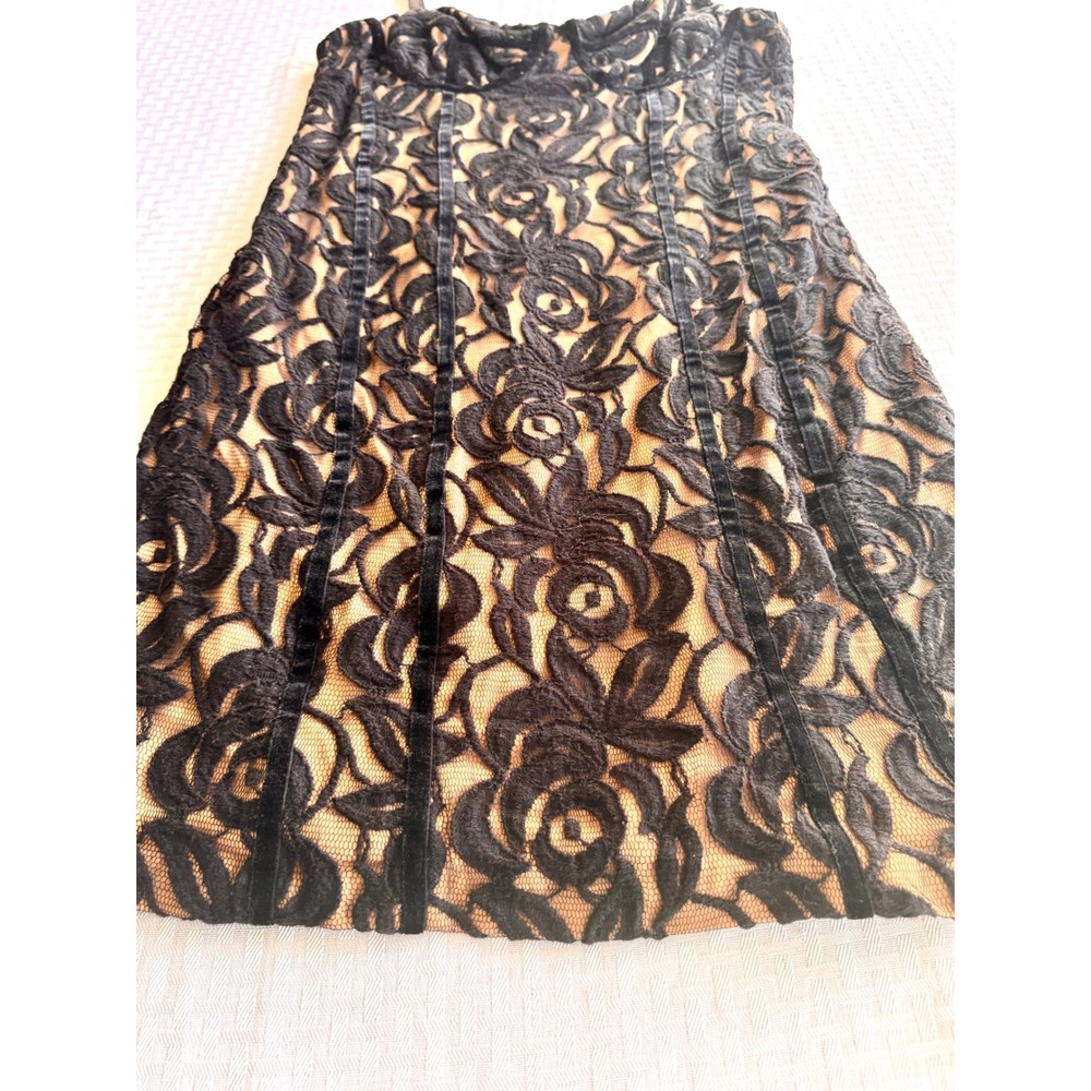 INC International Concepts Black Lace Bustier Mini Dress Rose Velvet Trim Medium - Picture 5 of 11